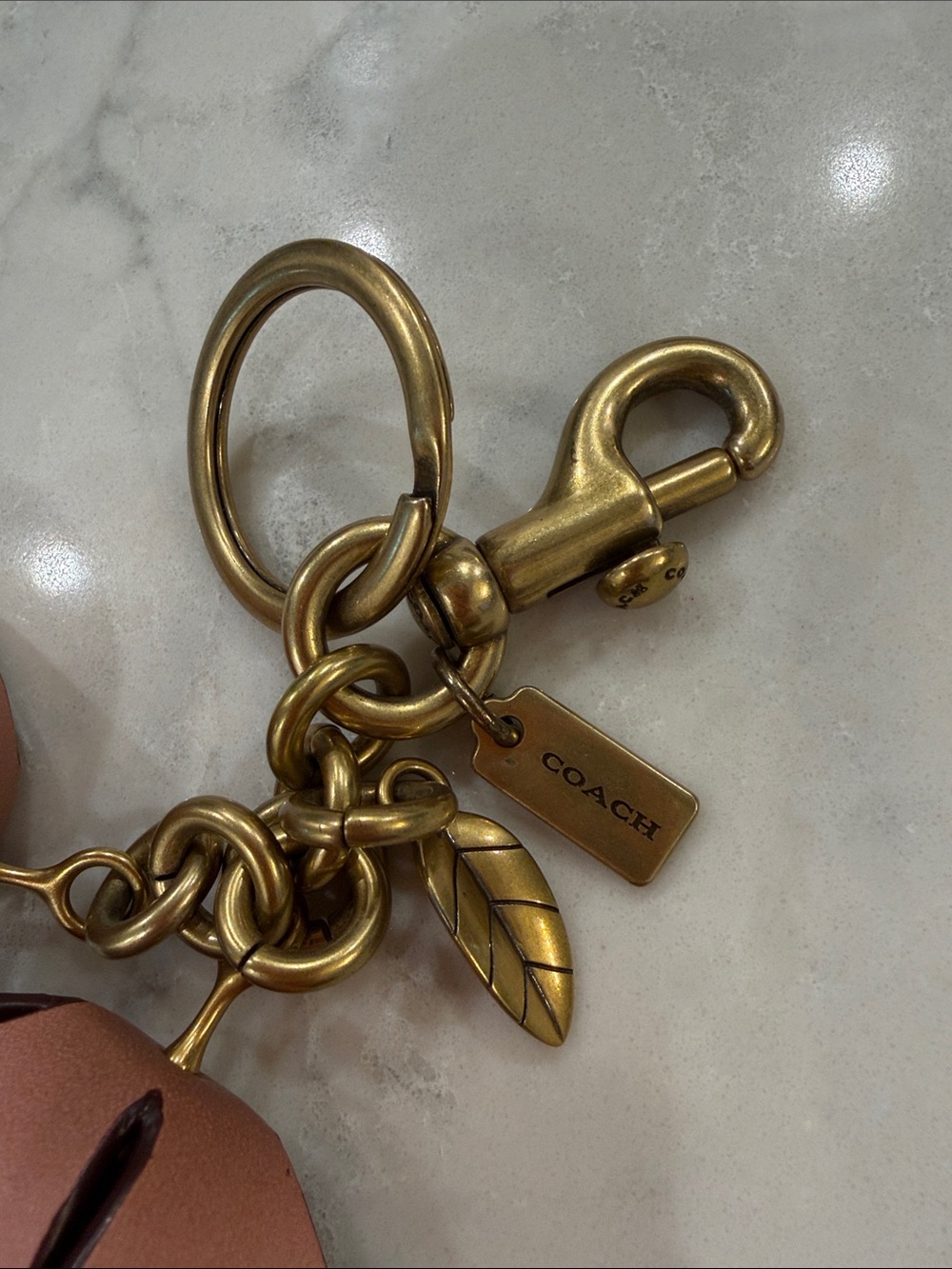 Coach Pink Gradient Floral Petal Keyring with Gold Hardware - Picture 3 of 3
